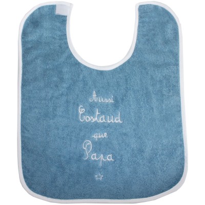 Bavoir ''Aussi costaud que papa'' taupe / bleu par BB & Co
