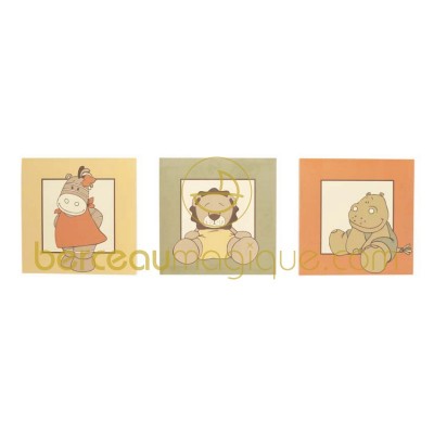 Cadre d�coration Baboum Zamba & Hippoum (3 pi�ces) par Noukie's