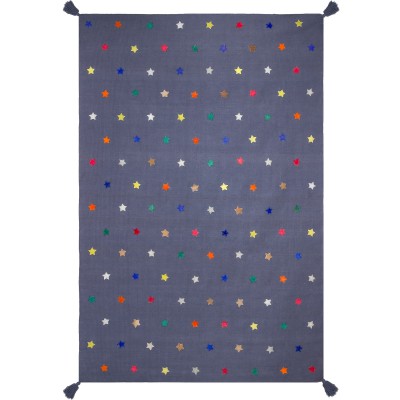 Tapis gris étoiles multicolores (110 x 160 cm)