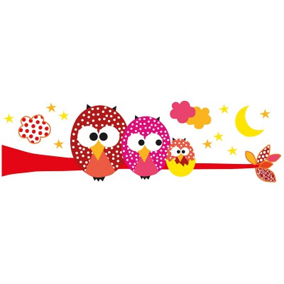 Sticker branche aux hiboux by clémence g. rose