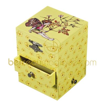 Boite � musique 3 tiroirs Jaune Flower Fairies   par  Trousselier