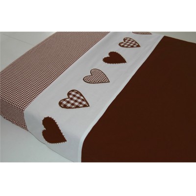 Drap de lit coeur patchwork chocolat (100 x 80 cm)