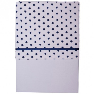 Drap de berceau blanc bleu marine étoile et rayure (70 x 100 cm)