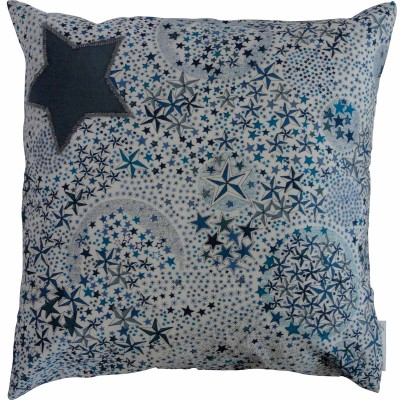 Petit coussin liberty bleu (23 x 23 cm)