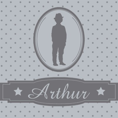 Tableau pois gris arthur personnalisable (5 motifs)
