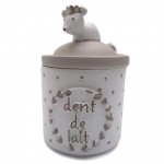 Bo�te � dents de lait blanche � pois taupe par Amadeus