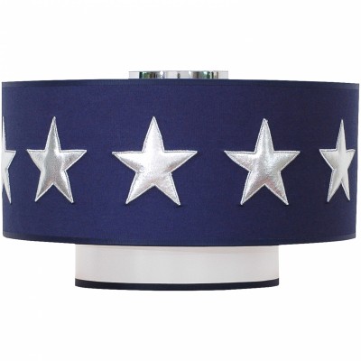 Abat-jour bleu marine stars silver (diamètre 35 cm)