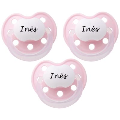 Lot de 3 sucettes personnalisables anatomiques deluxe rose en silicone (3-36 mois)