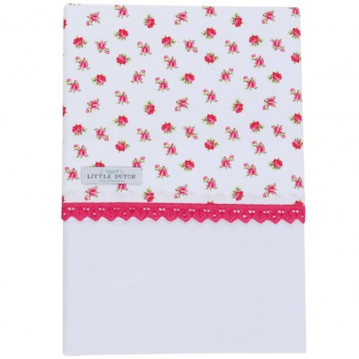 Drap de berceau fuchsia floral rose (70 x 100 cm)