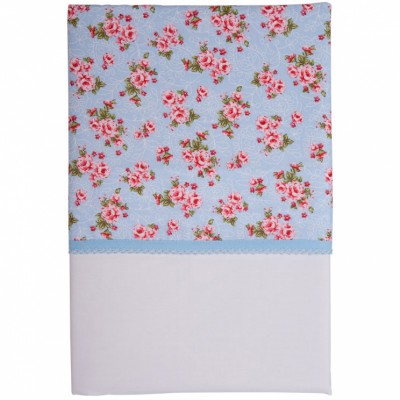 Drap de berceau floral rose et bleu (70 x 100 cm)