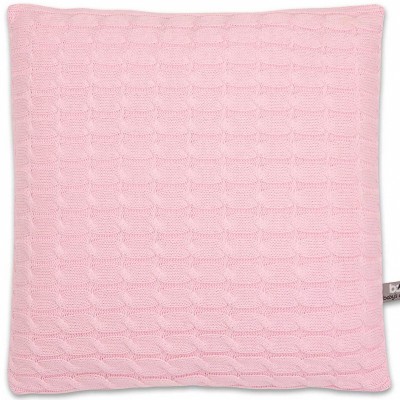 Coussin cable uni rose (40 x 40 cm)