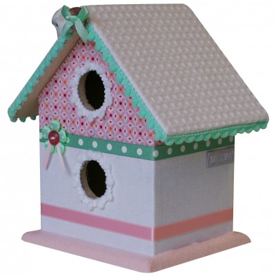 Cabane à oiseaux pretty pastels (13 x 11 x 18 cm)