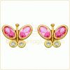 Boucles d'oreilles fille Papillons (or jaune et oxyde de zirconium)