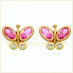 Boucles d'oreilles fille Papillons (or jaune et oxyde de zirconium) - Berceau magique bijoux