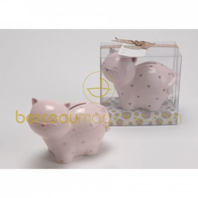 Tirelire chat petits coeurs par Amadeus