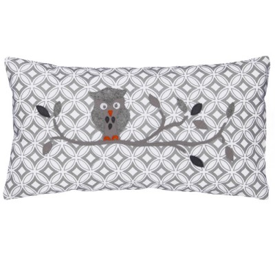 Coussin hibou gris (37 x 20 cm)