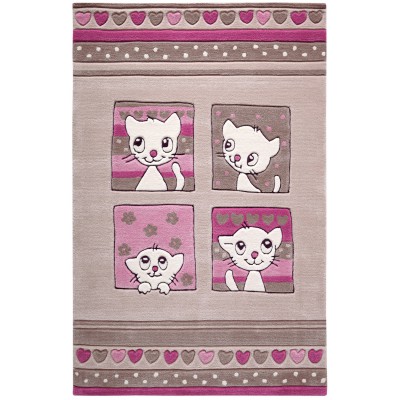 Tapis kitty kat taupe et rose (110 x 170 cm)