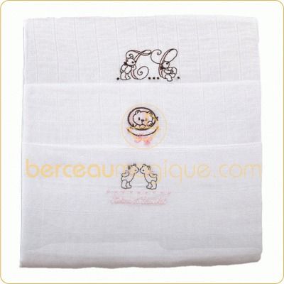 Lot de 3 langes roses par Tartine et Chocolat