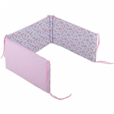 Tour de lit bébé floral rose et bleu (pour lits 60 x 120 et 70 x 140 cm)