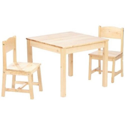 Ensemble table et 2 chaises enfant en bois naturel
