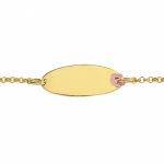 Gourmette b�b� plaque ovale et marguerite laqu�e (or jaune) - Berceau magique bijoux