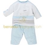 Ensemble T-shirt et pantalon velours Aquarelle bleue (naissance au 6 mois) - Sucre d'orge