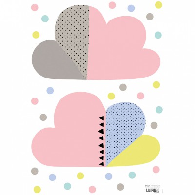 Stickers a3 nuages multicolores happy clouds by aless baylis (29,7 x 42 cm)