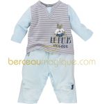 Ensemble T-shirt et pantalon ''Le plus doudou'' Aquarelle bleue (1 mois au 12 mois) - Sucre d'orge