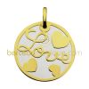 Pendentif Love or jaune et acier