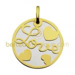 Pendentif Love or jaune et acier - A.Augis