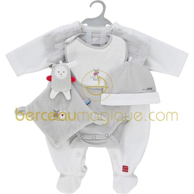 Set naissance Pretty gris (pr�matur� au 6 mois) par Sucre d'orge