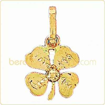 Pendentif d�coup� tr�fle � 4 feuilles (or jaune) par Berceau magique bijoux