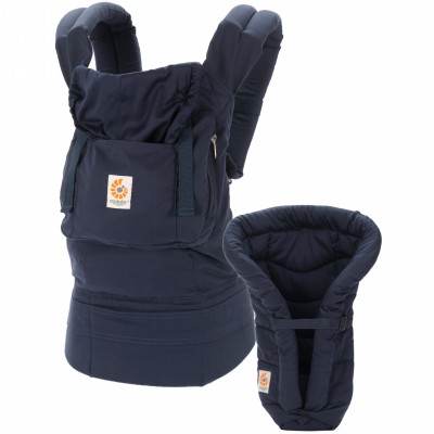 Pack évolutif organic bleu marine (porte-bébé et coussin)