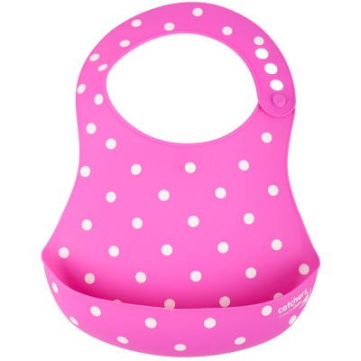 Bavoir plastique à poche catcherz rose à pois