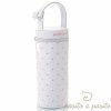 Housse de biberon �co-cuir verni blanc � pois roses