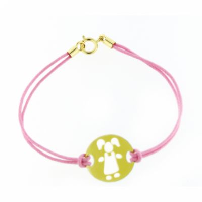 Bracelet cordon Plaque petite fille (or jaune) par Berceau magique bijoux