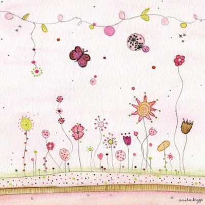 Tableau champs de fleurs by amélie biggs (30 x 30 cm)