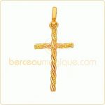Pendentif Croix Bicolore fil torsad� (Or jaune et Or rose) - Berceau magique bijoux