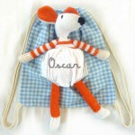 Sac � doudou vichy bleu personnalisable - Les Griottes