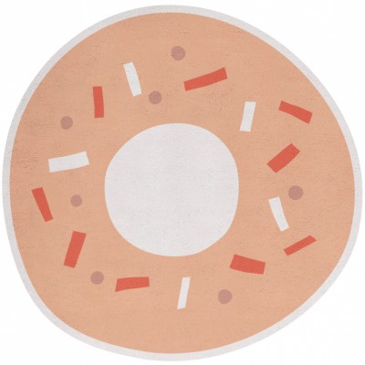 Tapis coton donut orangé animals party by sarah betz (diamètre : 90 cm)