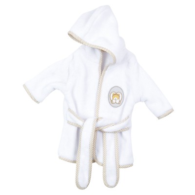 Peignoir de bain blanc Tendre Ours (0-6 mois) par Doudou et Compagnie