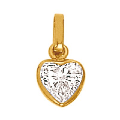 Pendentif coeur et sa pierre (or jaune et oxyde de zirconium) par Berceau magique bijoux