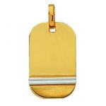 Pendentif plaque bicolore 2 barettes grises (or jaune et blanc 750�) - Berceau magique bijoux
