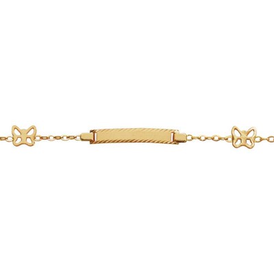 Gourmette b�b� plaque rectangulaire et papillons (or jaune 750�) par Berceau magique bijoux