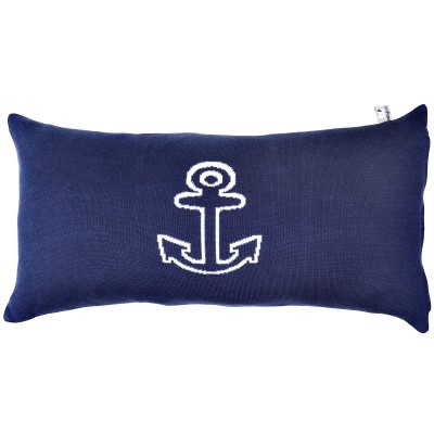 Coussin ancre bleu marine et blanc (30 x 60 cm)