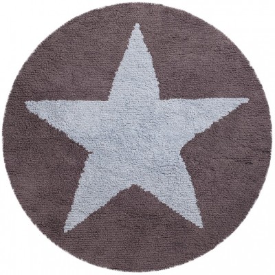 Tapis garçon souple gris et marron réversible etoile (diamètre 140 cm)