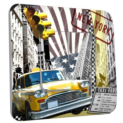 Interrupteur décoré double ny taxi