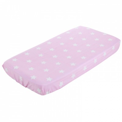 Drap housse de berceau rose étoilée(40 x 80 cm)