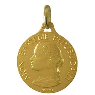 M�daille bapt�me r�publicain (or jaune) par A.Augis