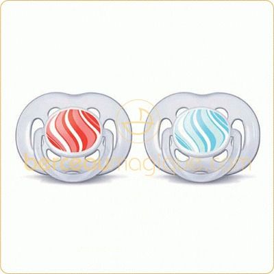Lot de 2 sucettes a�r�es tendance 6-18 mois (rouge et bleue) par Philips AVENT